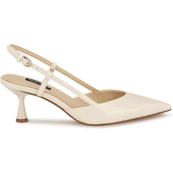 Nine West Womens Chic Cream Faux Leather Pointed Closed Toe Ankle Buckle Pumps - Picture 5 of 6